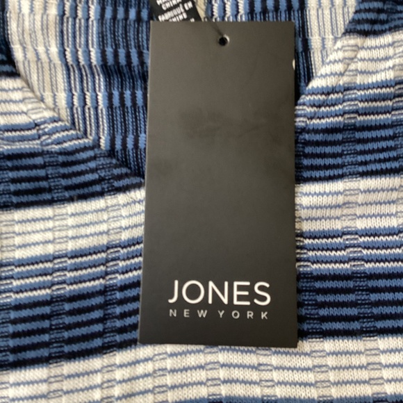NWT blue and white stripe long sleeve Jones New York tee size L - Picture 3 of 9